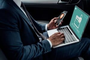 man working on a laptop