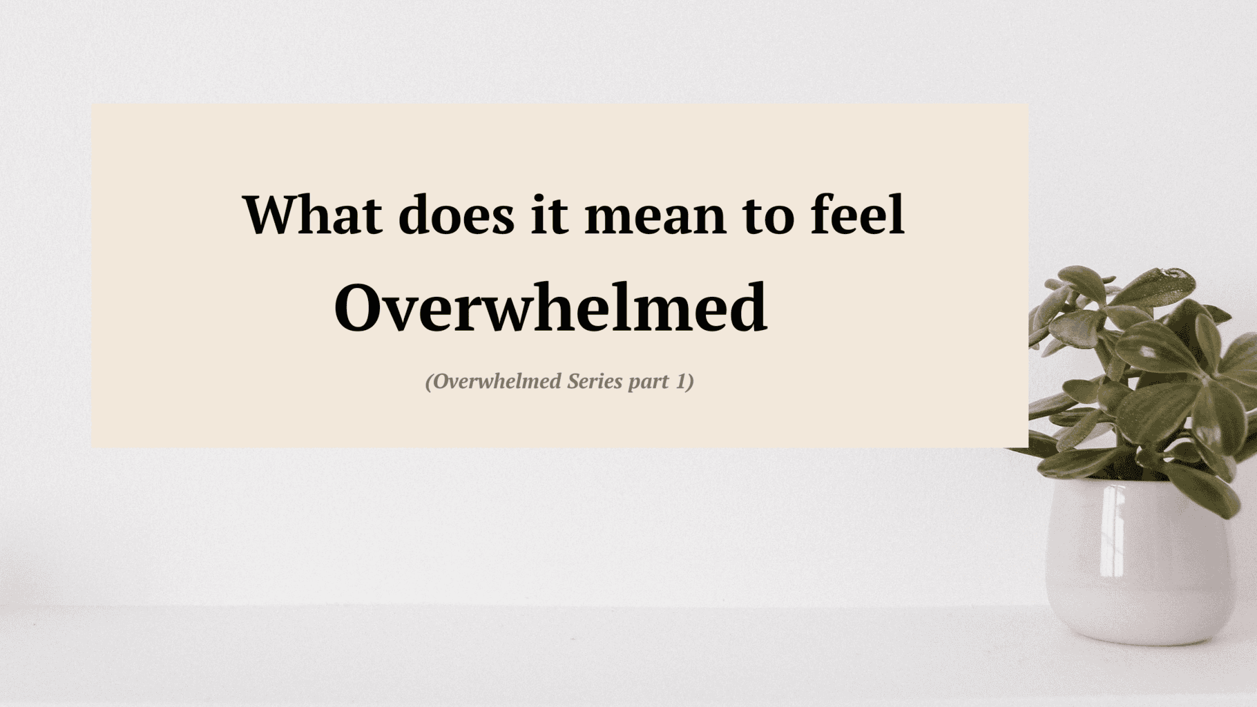 What does it mean to feel overwhelmed - Overwhelmed Series part 1.